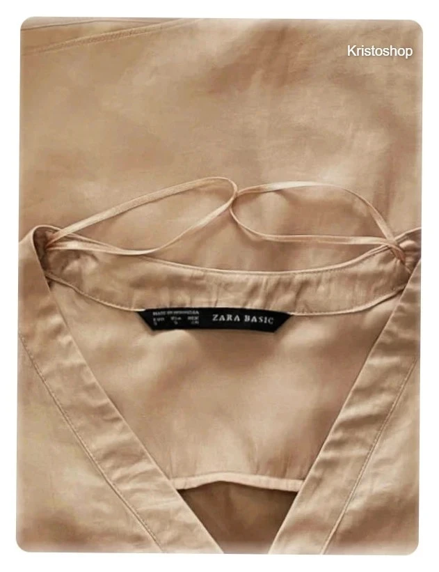 Blusa Zara Basic fluida Talla S tono Champán – photo 4